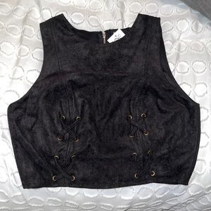 Black Detailed Crop Top